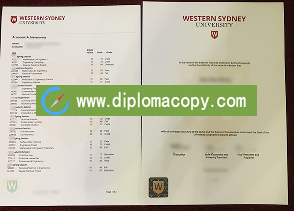 buy fake diploma, Western Sydney University diploma transcript