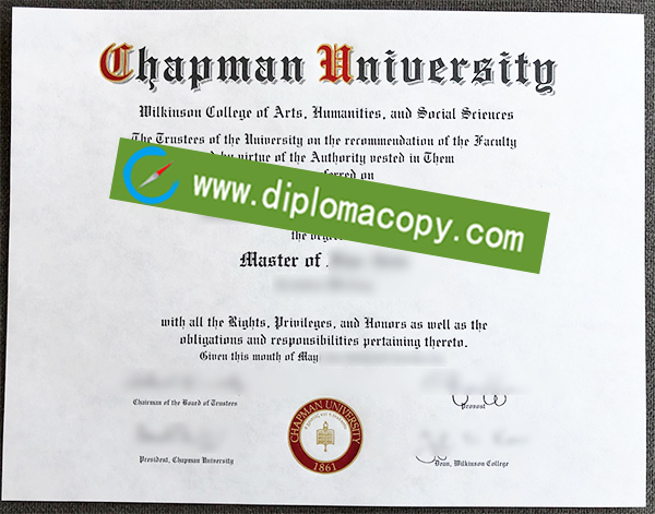 Chapman University diploma, Chapman University degree