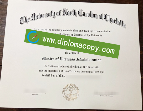 University of North Carolina at Charlotte degree, UNC Charlotte diploma