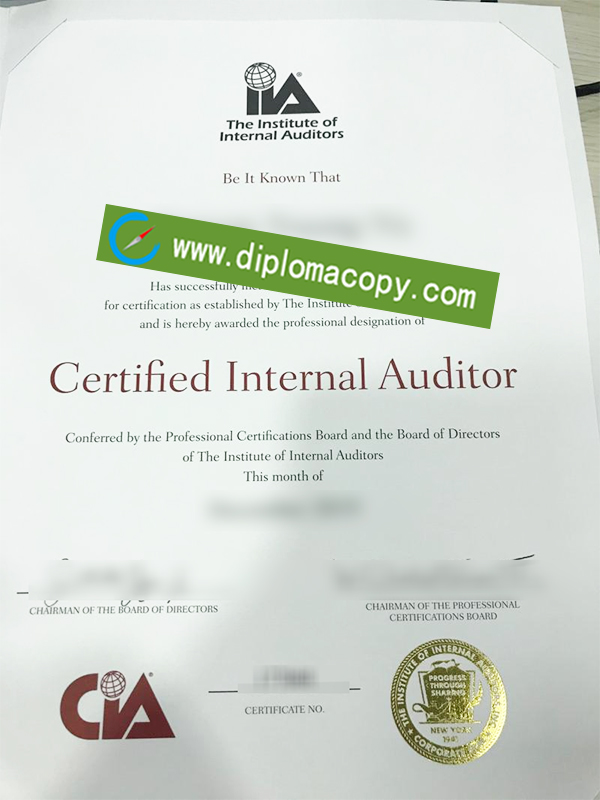 Institute of Internal Auditor certificate, CIA certificate