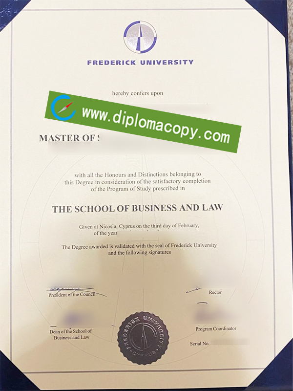 Frederick University degree, Frederick University diploma