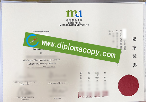 Hong Kong Metropolitan University diploma, HKMU degree