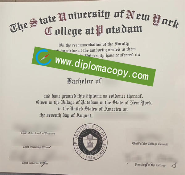 SUNY Potsdam diploma, SUNY degree