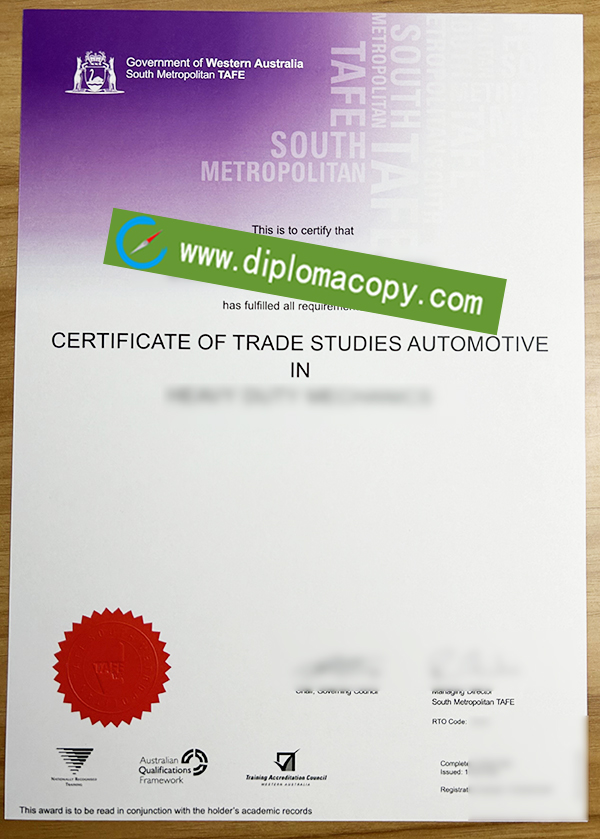 TAFE certificate, South Metropolitan TAFE diploma