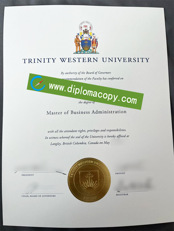 Trinity Western University diploma, Trinity Western University degree