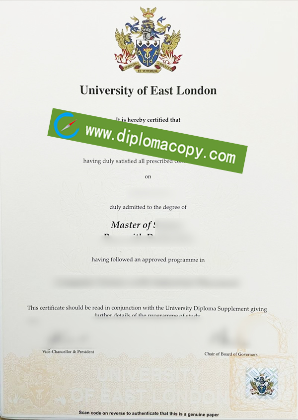 University of East London degree, UEL diploma