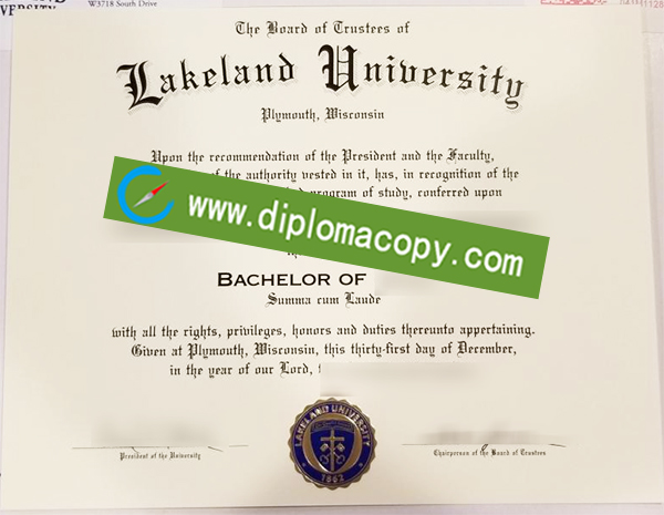 Lakeland University diploma, Lakeland University degree