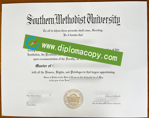 Southern Methodist University degree, SMU diploma