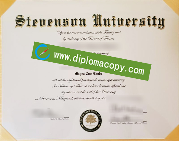 Stevenson University diploma, Stevenson University certificate