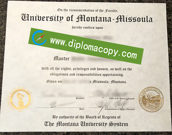 University of Montana-Missoula degree, University of Montana diploma