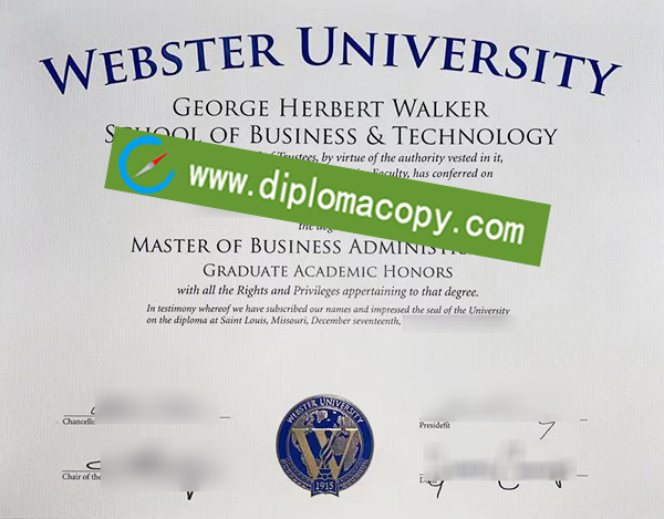 Webster University diploma, Webster University certificate