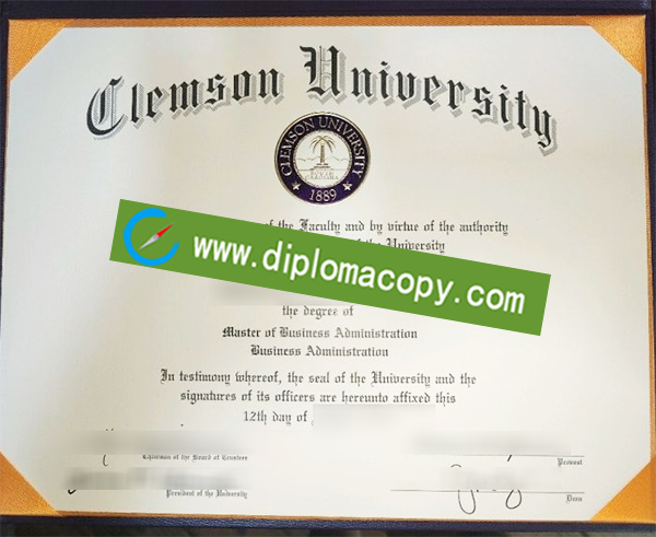Clemson University diploma, Clemson University certificate