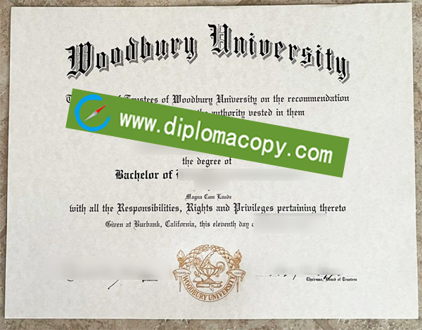 Woodbury University diploma, Woodbury University degree