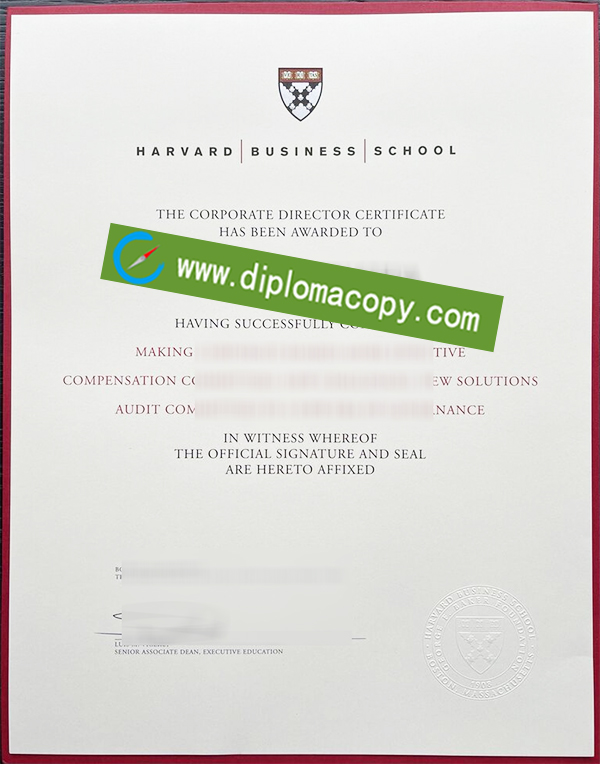 Harvard Business School certificate, HBS diploma