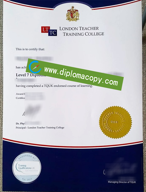 LTTC certificate, London College of Teachers and Trainers diploma
