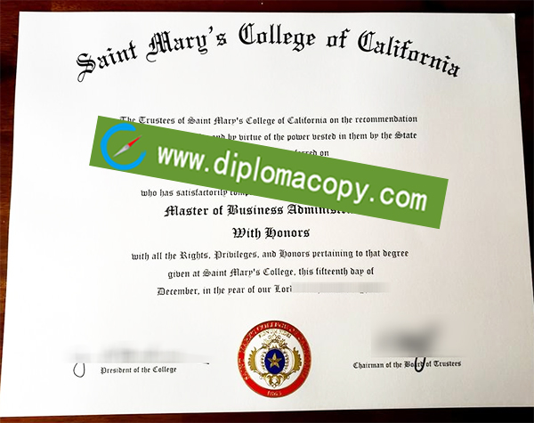 Saint Mary's College of California degree, Saint Mary's College diploma