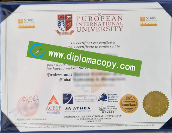 European International University degree, EIU diploma
