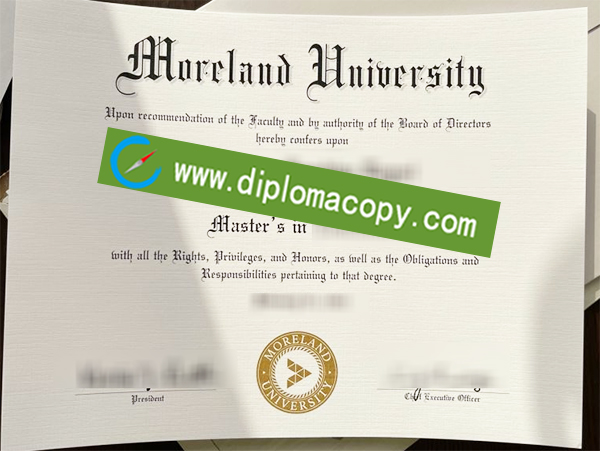 Moreland University degree, Moreland University diploma