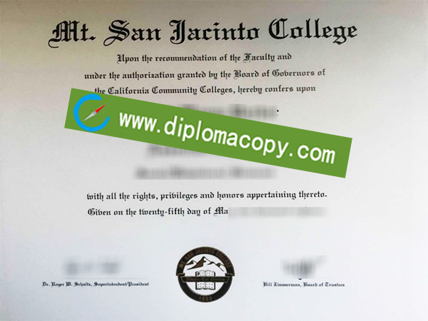 Mt. San Jacinto College degree, MSJC diploma