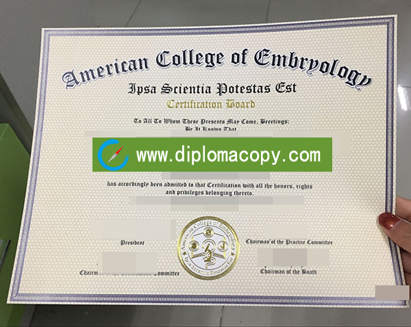 Buy American College of Embryology Fake Diploma