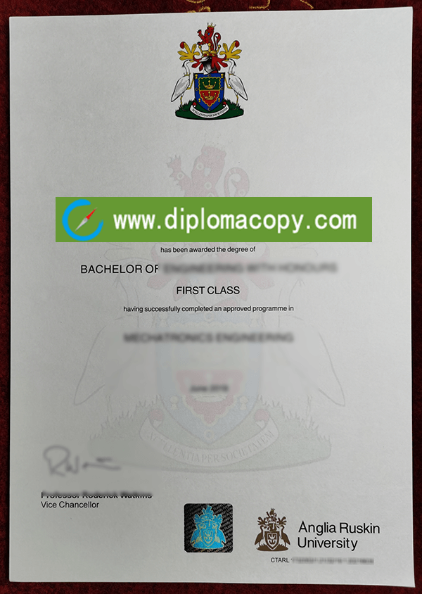 Anglia Ruskin University copy diploma