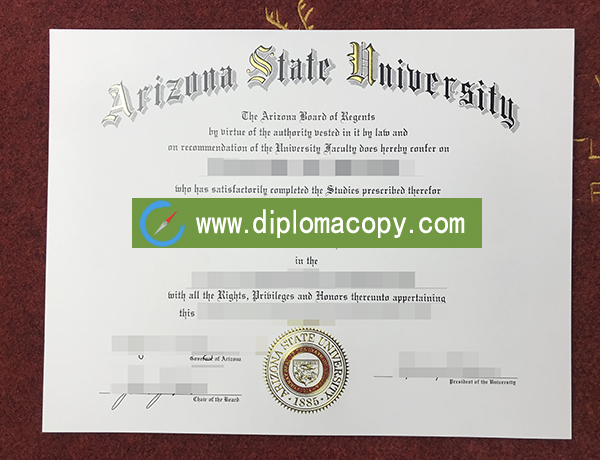 Arizona State University diploma sample