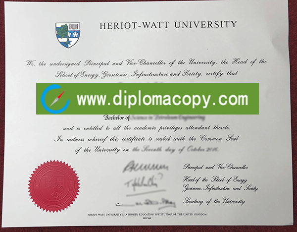 Heriot-Watt University copy degree