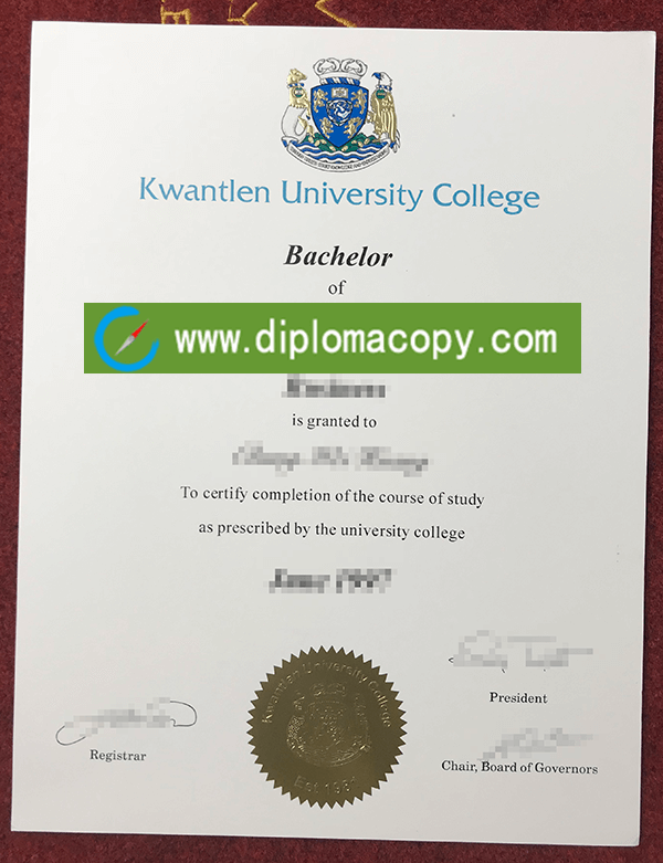 Buy fake Kwantlen University College diploma
