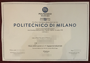 Politecnico di Milano degree certificate