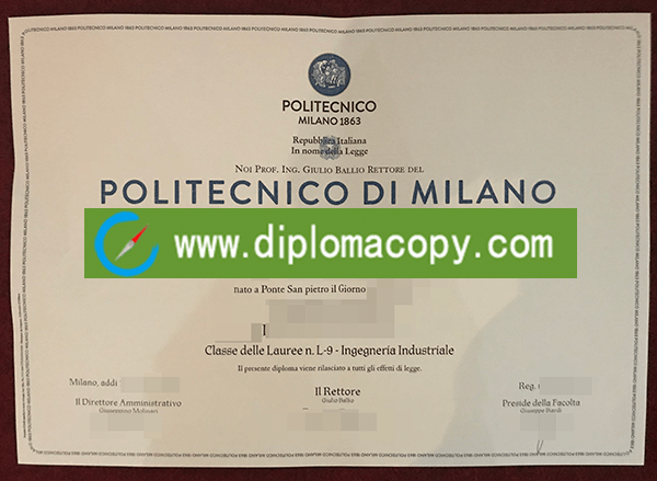 Politecnico di Milano degree certificate
