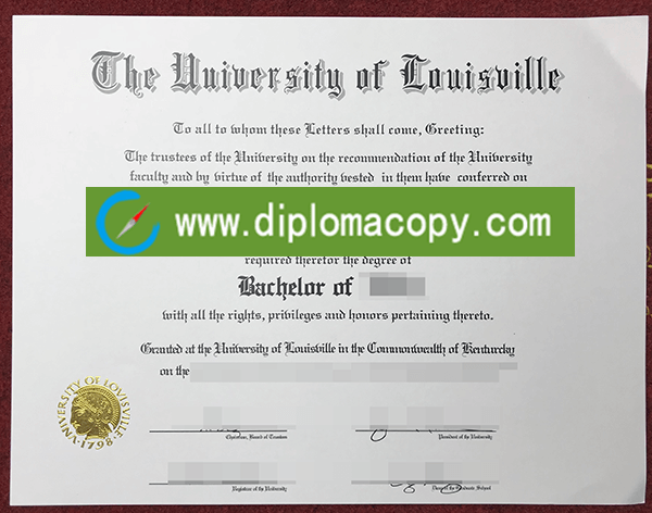 University of Louisville replica degree letter