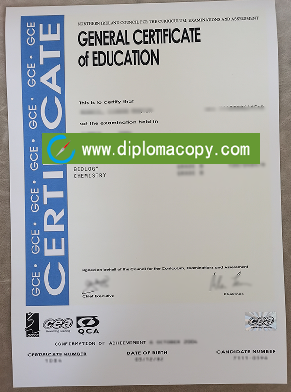 Buy fake CCEA GCE certificate