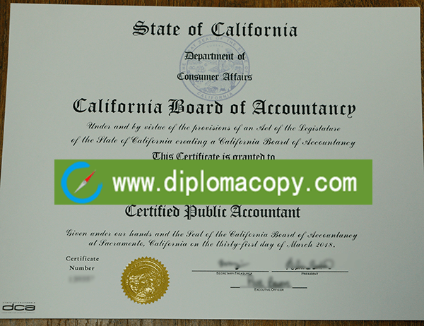 order CPA certificate in California