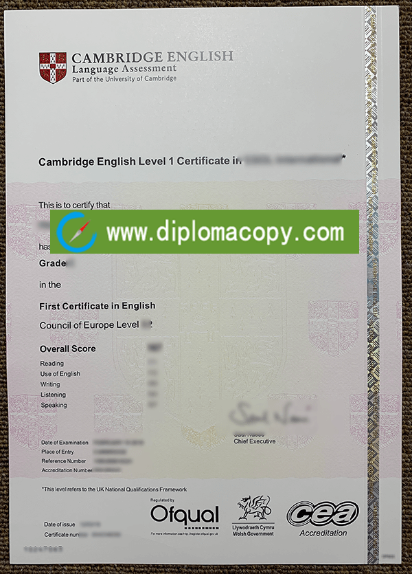 Buy fake Cambridge FCE Certificate