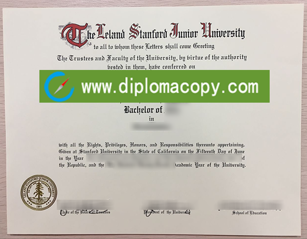Leland Stanford Junior University diploma sample