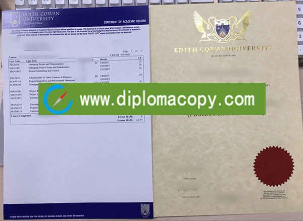 Edith Cowan University copy diploma and transcript