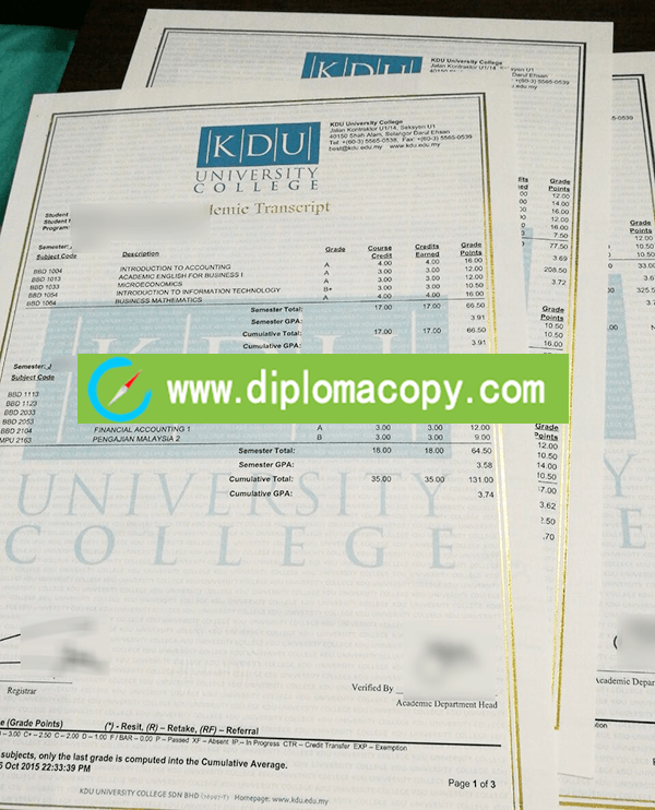 KDU University College fake diploma