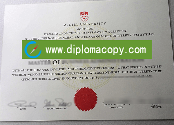 Buy McGill University fake diploma