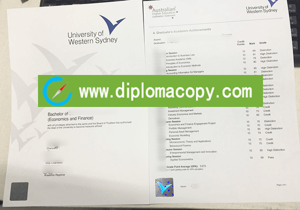 Buy University of Western Sydney fake diploma with transcript