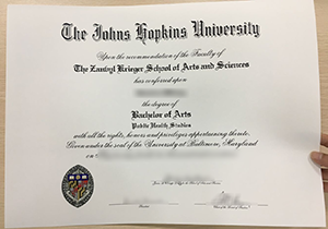 Johns Hopkins University diploma certificate