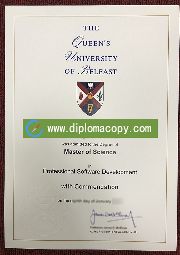 Queen's University Belfast diploma certificate