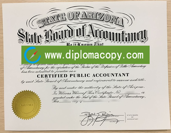 State of Arizona CPA certificate