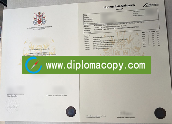Fake Northumbria University diploma/ transcript for sale