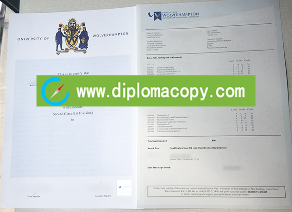 buy University of Wolverhampton fake diploma and transcript