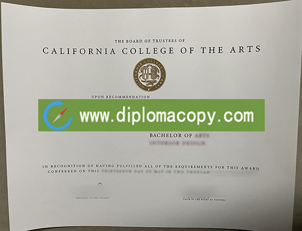 California College of the Arts fake degree sample