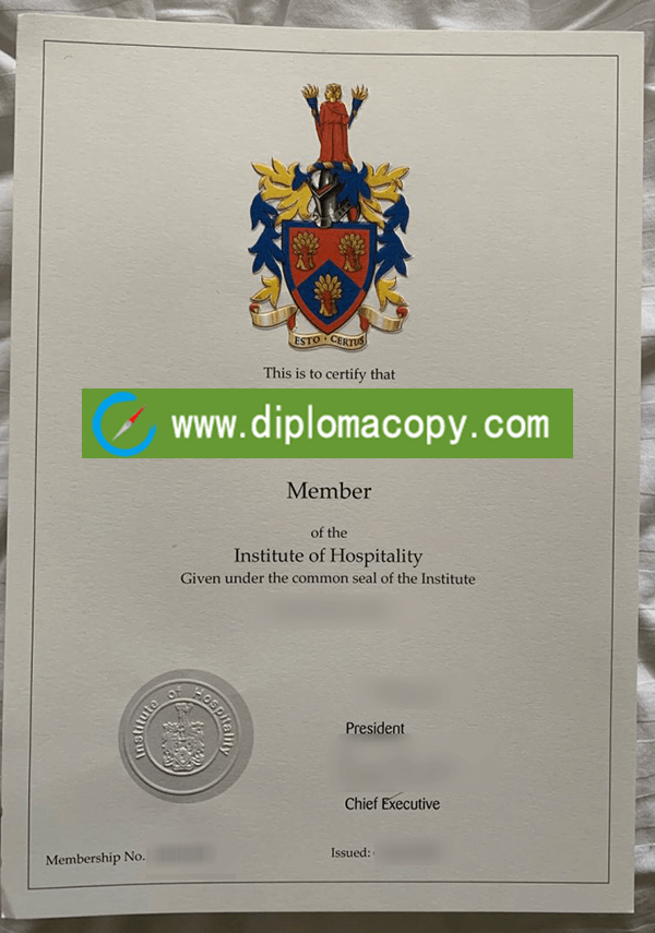 Institute of Hospitality certificate 