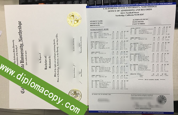 California State University Northridge diploma transcript, CSUN fake certificate