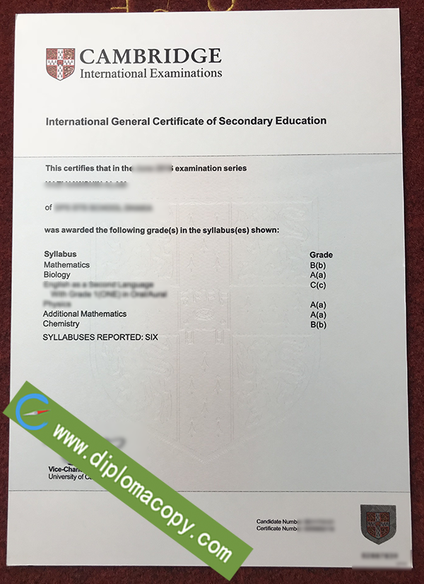 IGCSE certificate