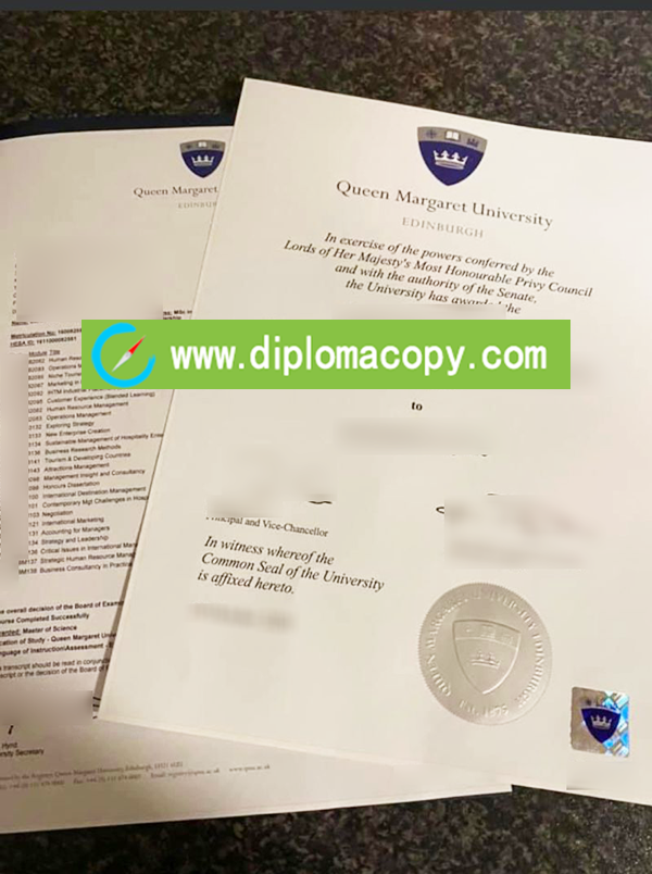 Queen Margaret University diploma, Queen Margaret University transcript