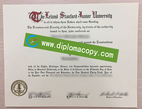 Stanford University diploma, Leland Stanford Junior University fake degree